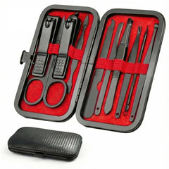 OKOMER 10-piece nail clipper set in a travel case for on-the-go grooming.