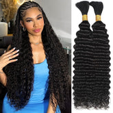 OKVOKV deep wave bulk braiding hair, 18inch, two bundles for fuller boho braids