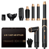 OKWRAP foldable 6-in-1 hair dryer brush in action for quick at-home styling.