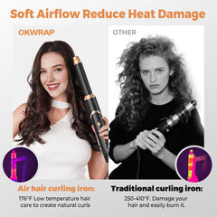 OKWRAP hair dryer brush round brush lifts roots with volume.