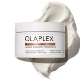 Olaplex Rich Hydration Mask bottle close-up showing cuticle sealing for dry hair.