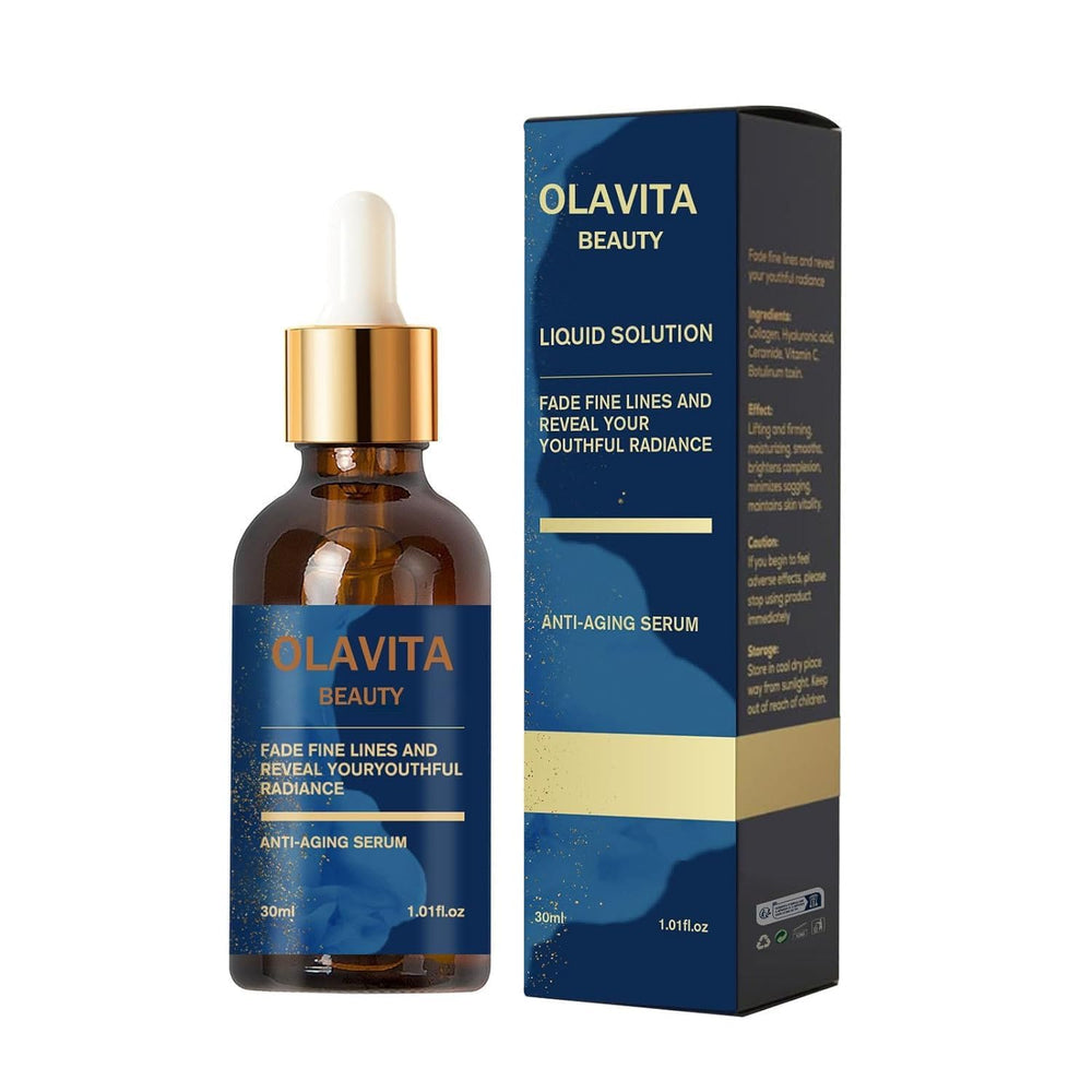 OLAVITA BEAUTY Serum: botella y vertido para uso diario.