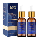 Sérum Olavita Liquid en botella, aplicación suave para hidratación diaria.