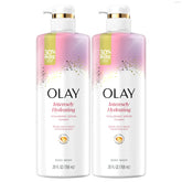 Olay body wash women bottle showing rich hydration and creamy lather.