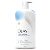 Olay botella vertiendo muestra hidratación continua en la ducha.
