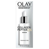 Olay Collagen Peptide 24 serum bottle for daily hydration and visible firmness.