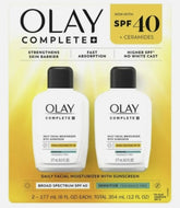 OLAY Complete daily moisturizer SPF 40 bottle shown for daily sun protection and hydration.