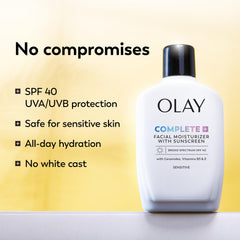 Olay Complete+ bottle top with easy pump design for daily use
