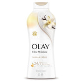 Olay Ultra Hidratacion Vanilla Creme en botella para uso diario.