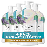 Olay Fresh Outlast Birch Water & Lavender bottle, hydrating daily cleanser.