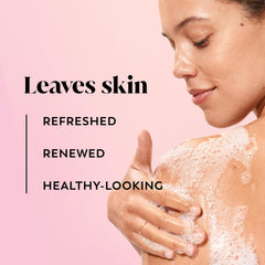 Creamy lather from Olay Rose Water body wash in close-up