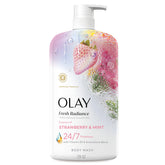 Olay Fresh Radiance: botella vertiendo para una limpieza suave