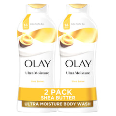 Olay Ultra Humedad Jabon Cuerpo en botella, piel suave e hidratada.