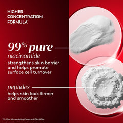 OLAY Niacinamide + Peptide 24 label highlighting key ingredients