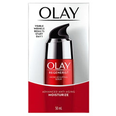 Olay Regenerist: bote elegante para hidratación y firmeza de la piel.