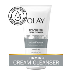Olay Regenerist Collagen Peptide 24 face wash foam shows creamy lather that nourishes without drying.