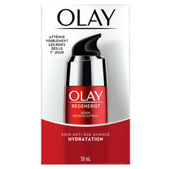 Olay Regenerist: frasco ligero para absorción rápida y suavidad.