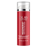 Olay Regenerist Micro-Sculpting Cream jar closeup for rich daily hydration and SPF protection.