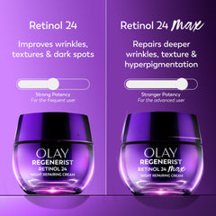 Olay Regenerist Retinol24 Max night jar image emphasizes overnight hydration