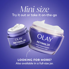 Olay Retinol 24 crema de textura suave lista para absorción rápida.