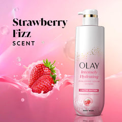Olay Strawberry Fizz bottle front showcases limited edition scent.