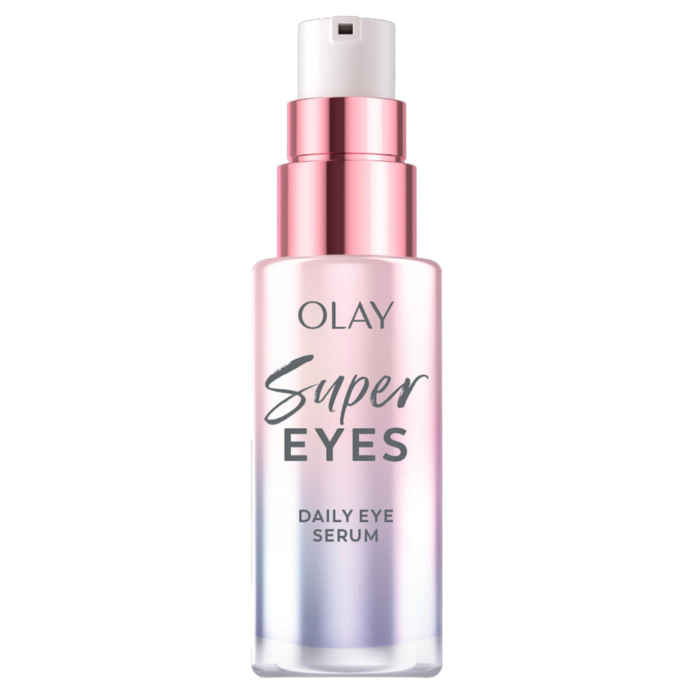Olay Super Eye Serum bottle with pump for easy daily application and hydration
