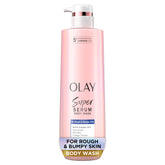 Olay Super Serum Body Wash: botella vertido para limpieza suave y revitalizante.