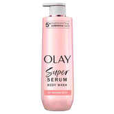 Olay Super Serum: botella vertido, aplicación suave en la ducha diaria.