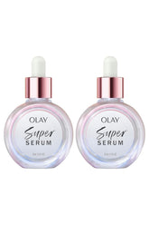Olay Super Serum Twin Pack front view with two bottles for daily hydration