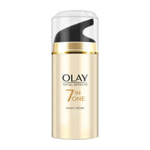 Olay Total Effects crema nocturna en botella, lista para reafirmar la piel al despertar.