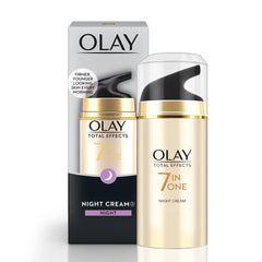 Olay Total Effects crema nocturna, textura suave que hidrata y nutre toda la noche.