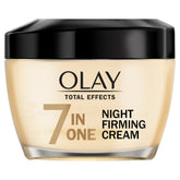 Olay Total Effects Night Firming Cream jar with smooth texture for overnight hydration.