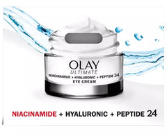 Olay Ultimate Niacinamide Eye Cream on skin demonstrates immediate smoothing and hydration.