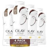 Olay Ultra Moisture Body Wash bottle showing coconut scent and hydration