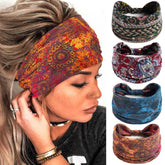 Diadema ancha Olbye bohemia floral para uso diario y deporte