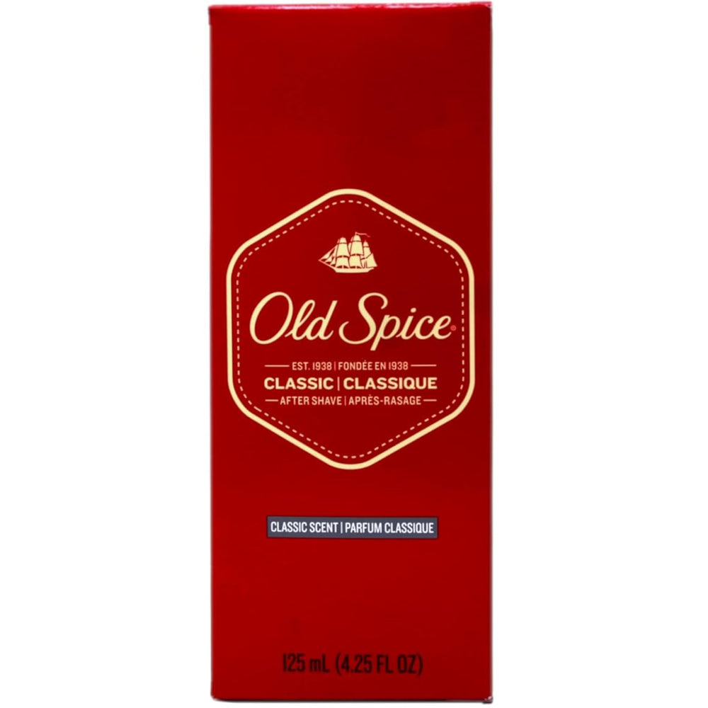 Old Spice after shave lotion classic bottle for refreshed skin.