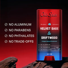 Desodorante Old Spice con aroma Velvet Sage para uso diario.