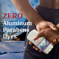 Old Spice logo emphasizing aluminum-free deodorant benefits.