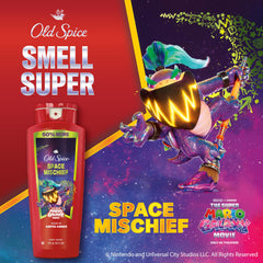 Amped Amber scent on Space Mischief bottle highlights long-lasting fragrance