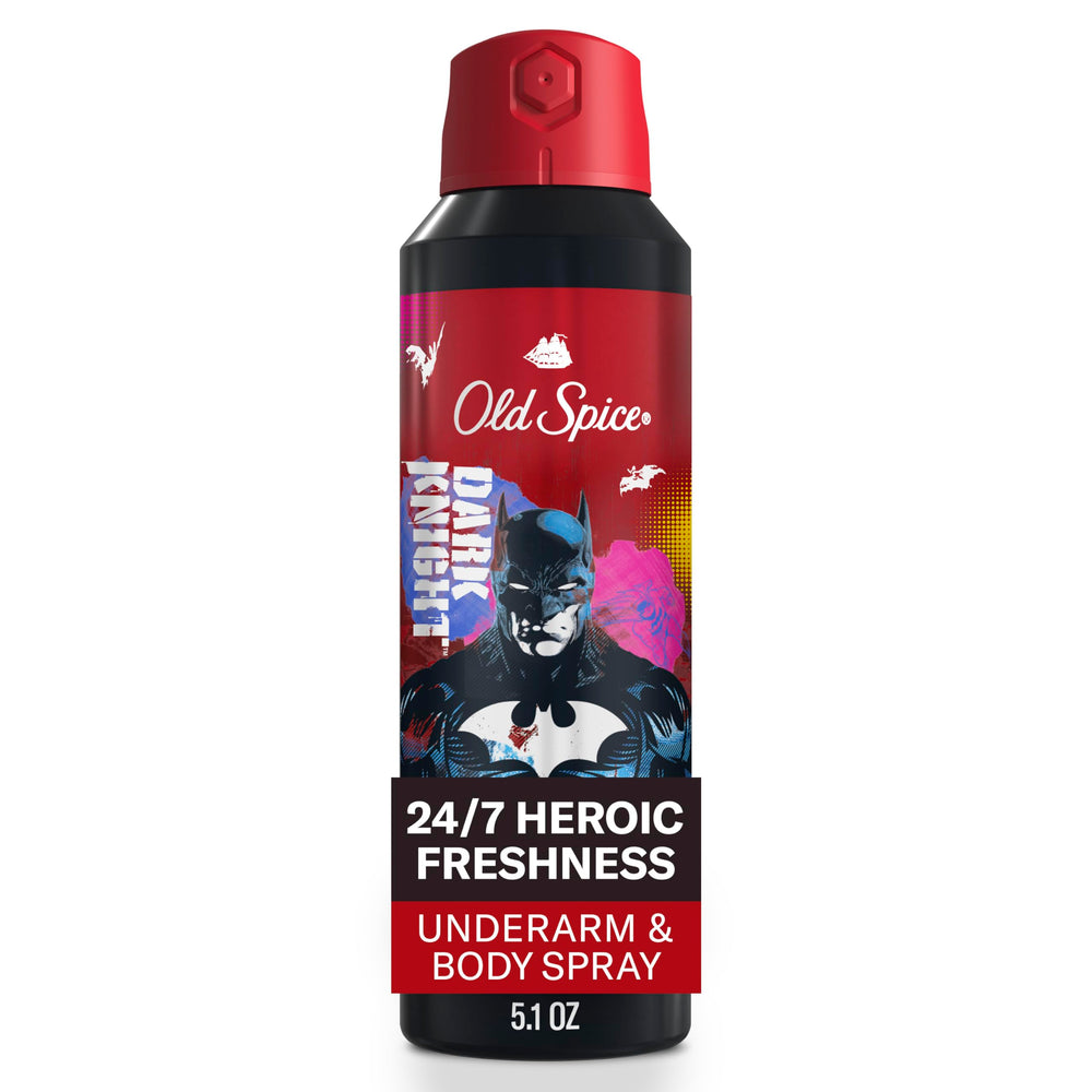 Old Spice Batman desodorante botella frontal muestra diseño icónico y frescura diaria
