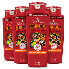 Old Spice Bearglove body wash bottle ready for a bold morning cleanse.