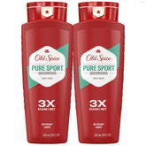 Old Spice botella frente, limpieza diaria y frescura duradera para hombres.