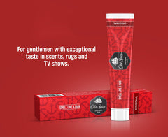 Old Spice brand logo on tube front for easy recognition during routine shaving.