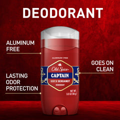 Old Spice Captain Bergamot desodorante, aplicación suave en barra.