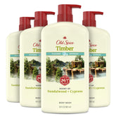 Old Spice Cleansing Body Wash bottle pour shows lasting scent for daily use.