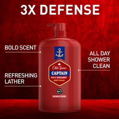 Old Spice Coleccion Roja espuma ducha, textura cremosa que limpia y deja frescura.