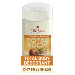 Old Spice desodorante para cuerpo entero, barra vainilla-shea, aroma duradero para todo el día