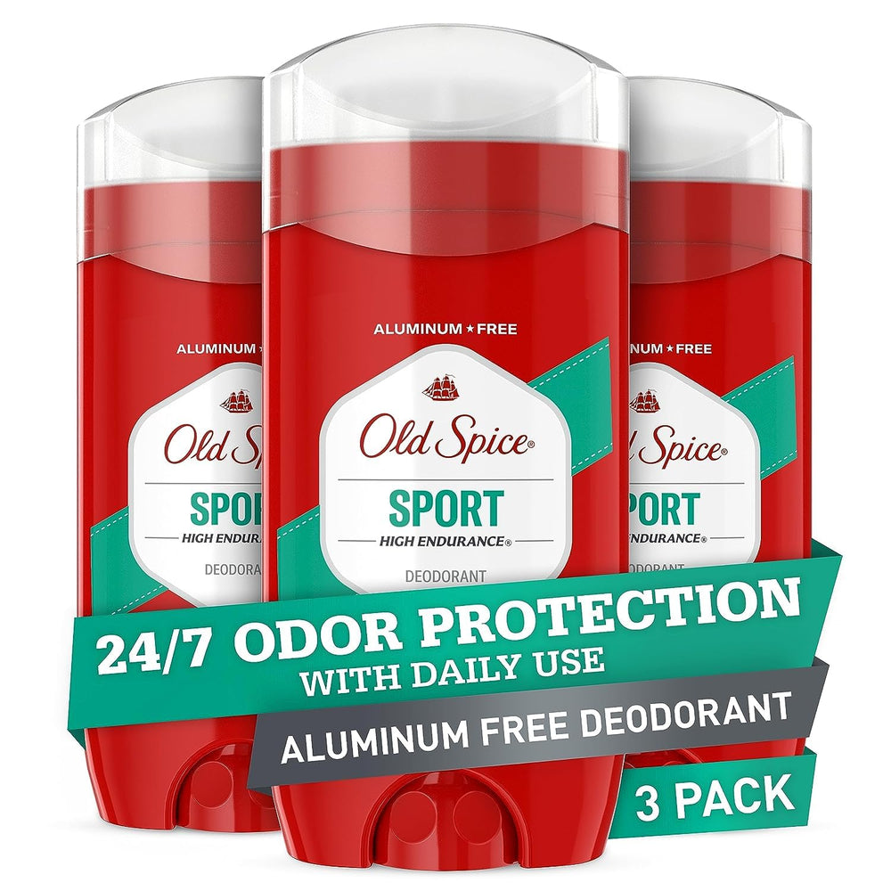 Desodorante Old Spice Sport Endurance en pack de tres, ideal para uso diario.