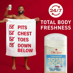 Old Spice desodorante total cuerpo en barra, uso diario práctico.