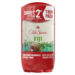 Old Spice Dry Feel Fiji frente al envase, protección diaria en barra.